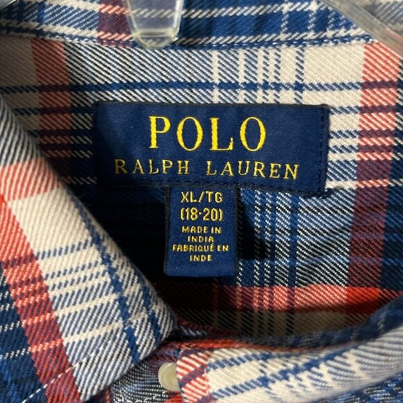 Polo Ralph Lauren Long Sleeve Plaid Flannel‎ Button-Down Shirt Size XL 18/20 - Picture 3 of 6